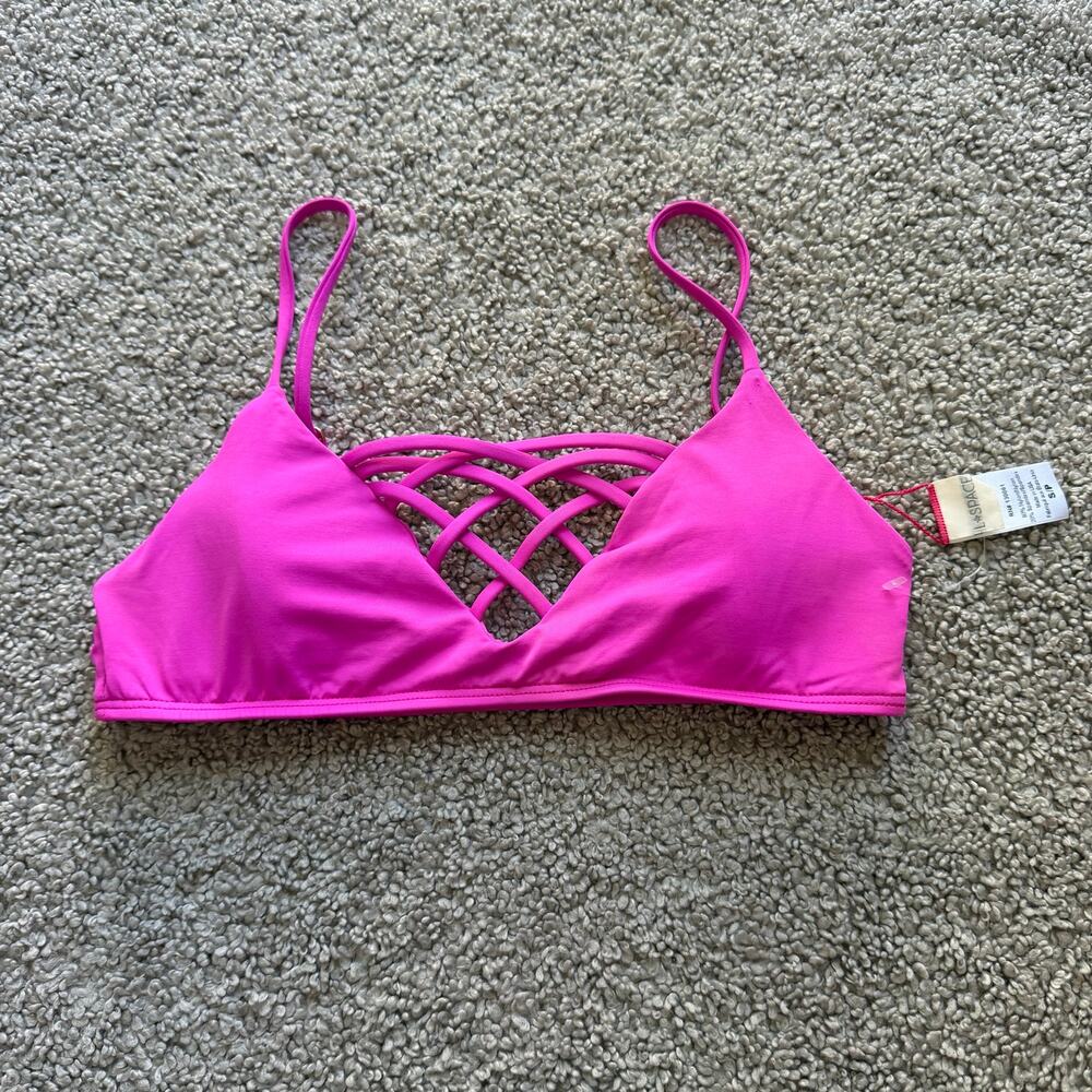 NWOT L*Space Strappy Wireless Jaime Bikini Top Swimsuit Magenta Size Small